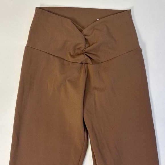 SO Womens High Waisted 7/8 Leggings Set Tan Crossover Twist & Black Small 2PK - Picture 13 of 16